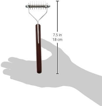 Mars Coat King Original Dematting Undercoat Grooming Rake Stripper Tool for Dogs and Cats, Stainless Steel with Wooden Handle, Made in Germany, 8-Blade 