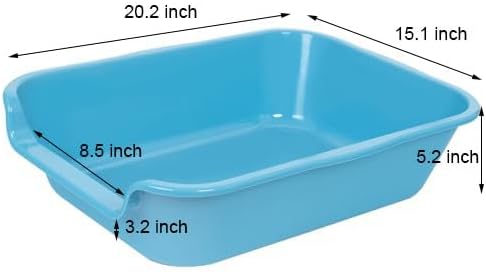 Extra Large Low Entry ABS Cat Litter Box, Blue, 20" L x 15.5" W, 1 Pack | Durable low entry litter box, non-stick, odor-free, ideal for seniors, kittens, rabbits, large cats and multi-pet homes.