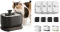Bundle of PETLIBRO Cat Water Fountain Stainless Steel Tray, App Monitoring Cat Fountain Indoor, 2.5L/84oz Dockstream Pet Water Fountain, BPA-Free + PETLIBRO 4 Packs Replacement Filters for2 Months
