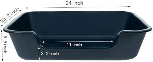 Extra Large Low Entry ABS Cat Litter Box, Dark Blue, 24" L x 20" W, 2 Pack | Durable low entry litter box, non-stick, odor-free, ideal for seniors, kittens, rabbits, large cats and multi-pet homes.