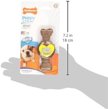 Nylabone Puppy Chew Teething Ring Bone Dog Toy, Chicken Flavor, X-Small | Soothing teething toys for puppies, puppy enrichment, & teething relief, freezable for added comfort, dogs up to 15 lbs