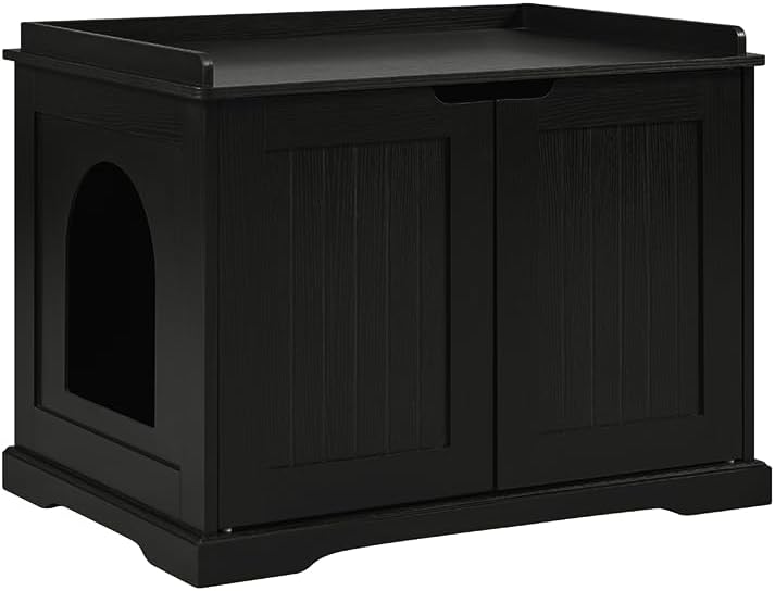 unipaws Cat Litter Box Enclosure Furniture, Hidden Litter Box Cover