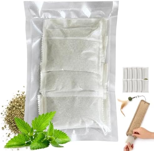 (10-Pack) Refillable Catnip Kicker Toy Kits, Natural Catnip Tea Bags for Cats, 9g Catnip Pouches, Non-Woven Mess-Free Cat Toy Refills, Additive-Free, Vacuum Sealed, Total 90g