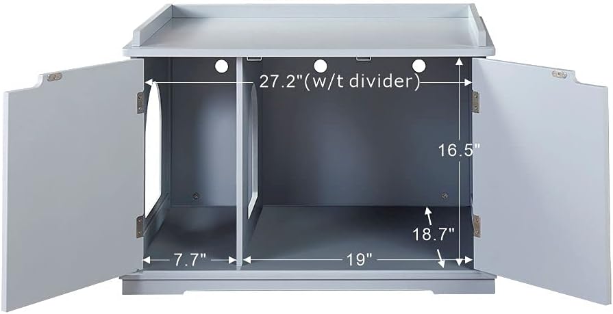 unipaws Cat Litter Box Enclosure Furniture, Hidden Litter Box Cover
