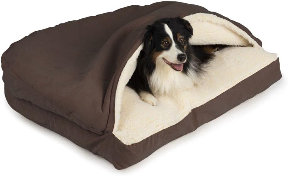 Snoozer Rectangle Cozy Cave Dog Bed, Hooded Dog Bed, Hot Fudge (L)