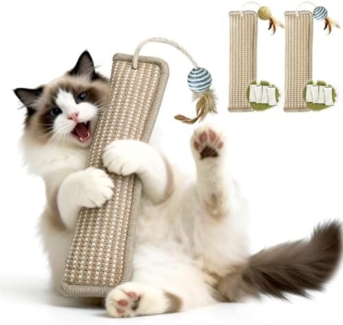 (2-Pack) Refillable Catnip Kicker Toy Kits, Washable Sisal Cover, 60g Catnip Pouch Each, Two Sisal Balls, Side Holes for DIY Teasers, Reinforced Stitching, Natural Odor Free Materials