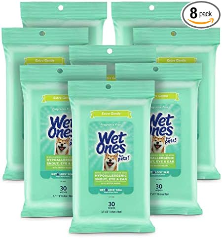 Wet Ones for Pets Extra Gentle Dog Wipes, Witch Hazel Scent, 30 Count, 8-Pk