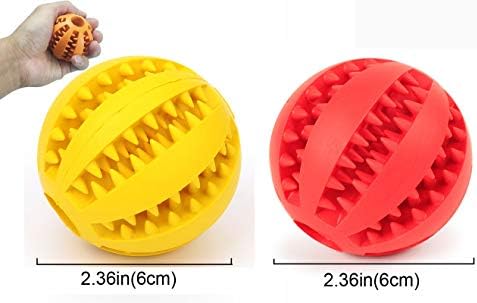 Sunglow 2 Pack Dog Toy Ball，Nontoxic Bite Resistant Teething Toys Balls for Small/Medium/Large Dog and Puppy Cat, Dog Pet Food Treat Feeder Chew Tooth Cleaning Ball Exercise Game IQ Training Ball