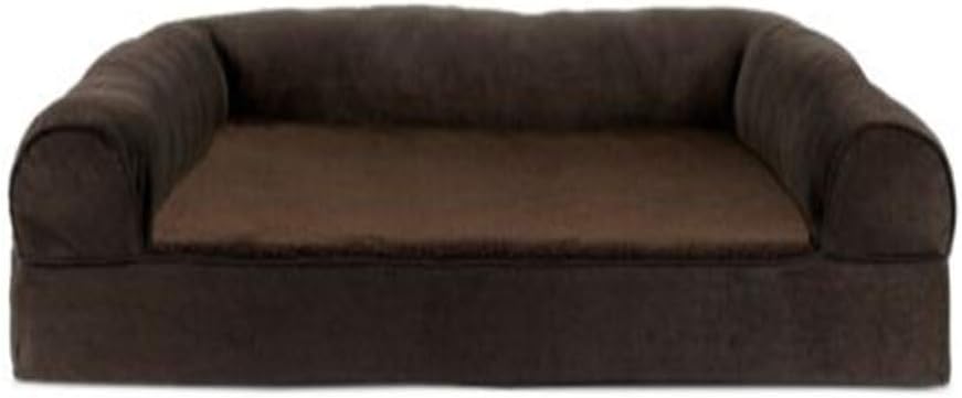Furhaven Orthopedic Dog Bed for Large/Medium Dogs w/ Removable Bolsters & Washable Cover, For Dogs Up to 55 lbs - Plush & Suede Sofa - Espresso, Large