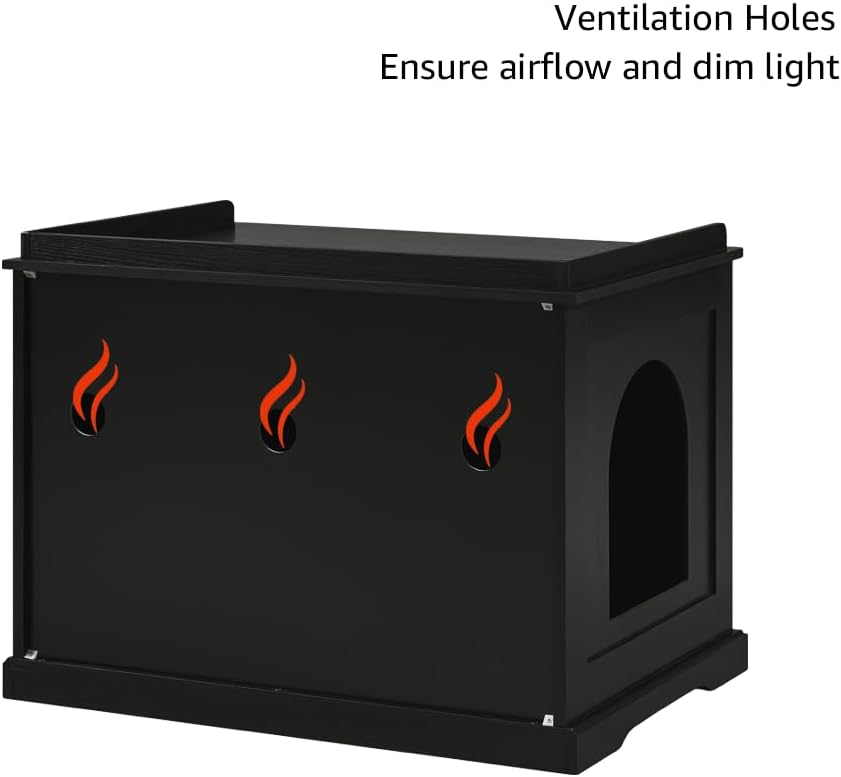 unipaws Cat Litter Box Enclosure Furniture, Hidden Litter Box Cover