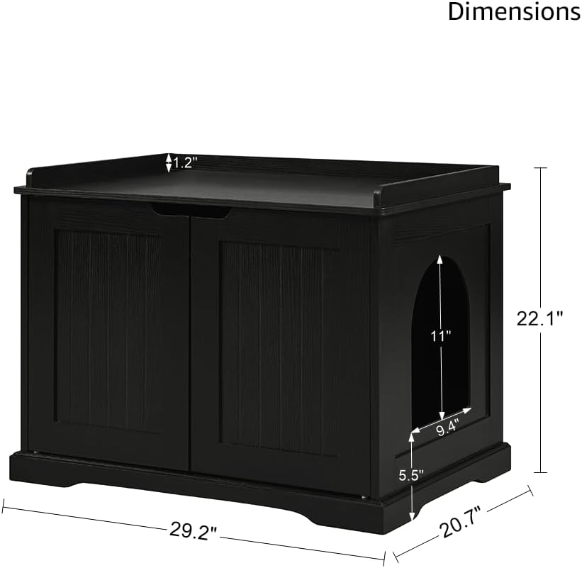 unipaws Cat Litter Box Enclosure Furniture, Hidden Litter Box Cover