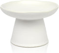 Extra Wide 6.1" Raised Cat Food Bowl, Shallow Ceramic Elevated Cat Feeder, Anti Vomiting, Stress Free, Whisker Fatigue, Pet Food or Water Bowl, White
