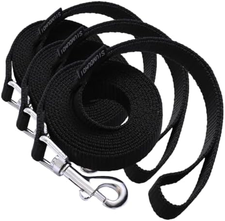 6 FT Puppy Leashes, Strong Traditional Style Leash with Easy to Use Collar Hook,Dog Lead Great for Small and Medium and Large Dog (Black, 5/8 in x 6 ft) (Pack of 3)
