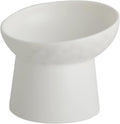 Elevated Cat Bowls, 15° Tilted Ceramic Raised Cat Food and Water Bowl Set, Whisker-Friendly Porcelain Pet Feeder Dishes for Indoor Cats and Small Dogs,White,5.2 Inch,1 Pack