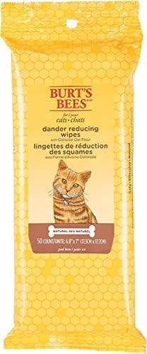Burts Bees for Pets Cat Dander Remover Wipes, Unscented, 50 Count, 2-Pack | Colloidal oat flour and aloe soothe dry skin and reduce flaking, gentle grooming for cats and kittens 