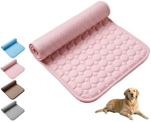 Pet Cooling Mat, ICY nap Dog mat, Portable Washable Ice Silk Cooling Pad for Dogs Cats, Breathable Foldable Mat for Large Small Dogs, Summer Cool Mat for Kennel Floor Car Sofa(Pink,X-Large)