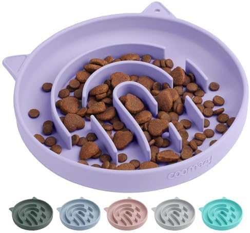 Coomazy Slow Feeder Cat Bowl Silicone Pet Puzzle Feeder for Slow Eating