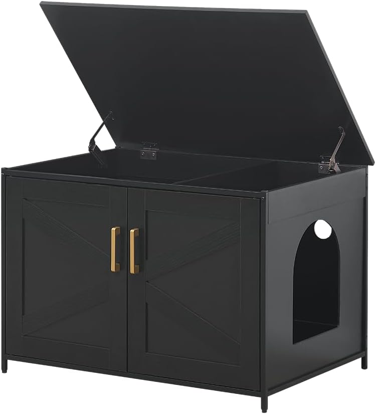 unipaws Top Opening Cat Litter Box Enclosure Furniture, Flip Top Design
