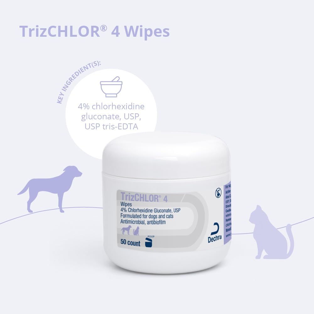 4 Wipes for Dogs and Cats, 50 Count | Antibiofilm; Packaging May Vary