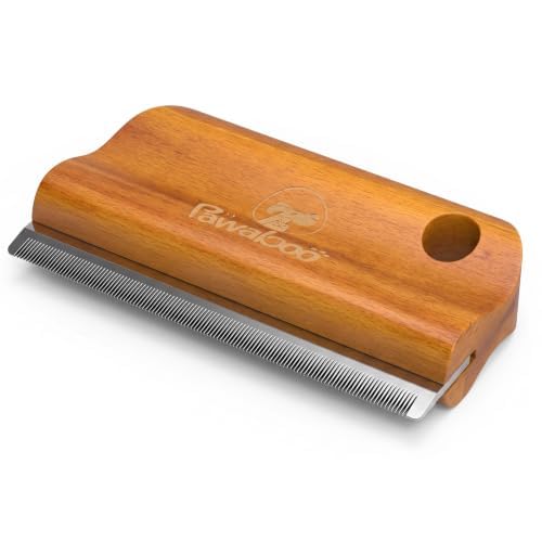 Pawaboo Deshedding Brush for Dogs&Cats, Wood Dog Hair Removal Comb, 5.1inch