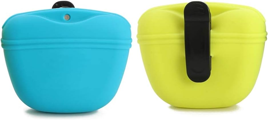 RoyalCare Silicone Dog Treat Pouch-Small Training Bag-Portable Dog Treat Bag for Leash with Magnetic Closure and Waist Clip airtight sealed - 2pieces [US Design Patent] 