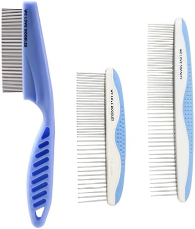 We Love Doodles Flea Comb for Dogs and Metal Dog Grooming Comb | Dog Face Comb | Fine Tooth Tear Stain Remover Metal Comb | Removes Tangles & Matts | Dematting Pet Combs | Detangler for Matted Hair