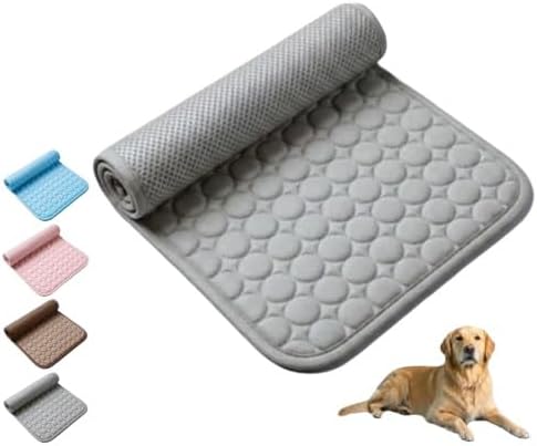 Pet Cooling Mat, ICY nap Dog mat, Portable Washable Ice Silk Cooling Pad for Dogs Cats, Breathable Foldable Mat for Large Small Dogs, Summer Cool Mat for Kennel Floor Car Sofa(Gray,Small)