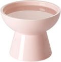 LoeJan Elevated Cat Food and Water Bowls Set, Pink - Raised Ceramic Anti-Vomit Whisker-Free Feeder for Kittens to Adult Cats