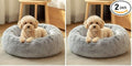 JOLLYVOGUE Small Dog Bed, Calming Dog Beds for Small Dogs & Indoor Cats - 20 Inches Donut Washable Cat Bed for Kittens & Puppies, Round Fluffy Plush Faux Fur Pet Beds(Smoke Grey) (Pack of 2)