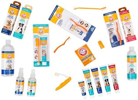 Arm & Hammer Enzymatic Dog Dental Care Kit, Chicken Flavor, 2.5 Oz, 48-Pack | Baking soda toothpaste, poultry flavor, double-sided toothbrush and finger brush included 