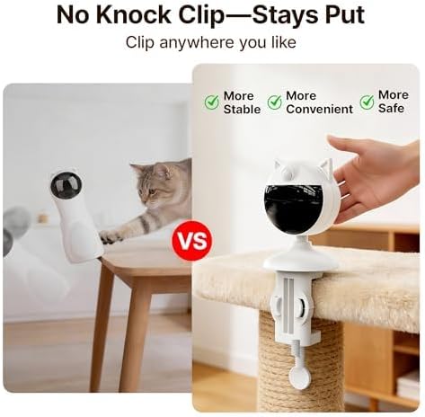 Potaroma Smart Sensor Cat Laser Toys Interactive, Motion Activated Truly Random Trjajectory, Clamp Design, Automatic Chargeable Kitten Toy Indoor Exercise, Cream White