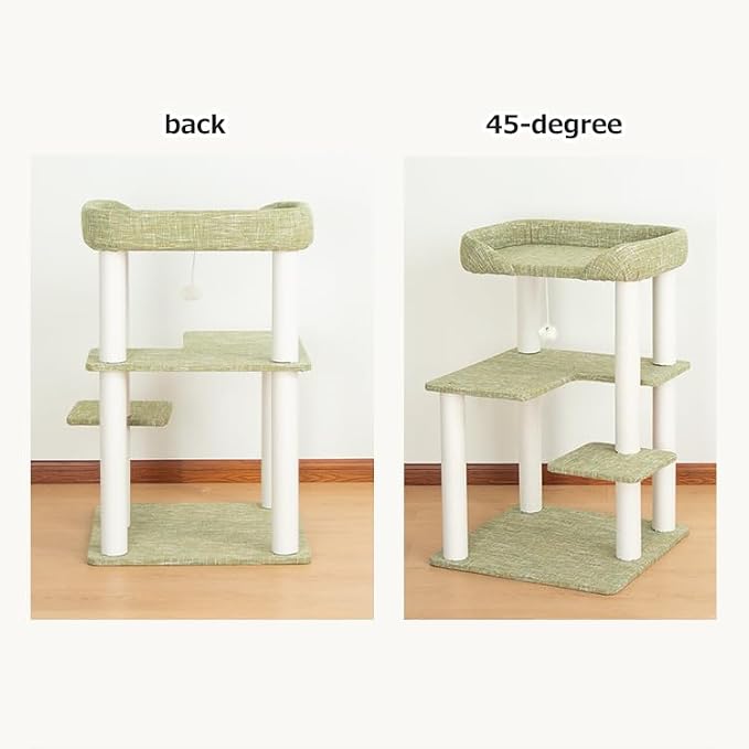 37.5" Cat Tree Tower for Large & Senior Cats, Low-Step Design