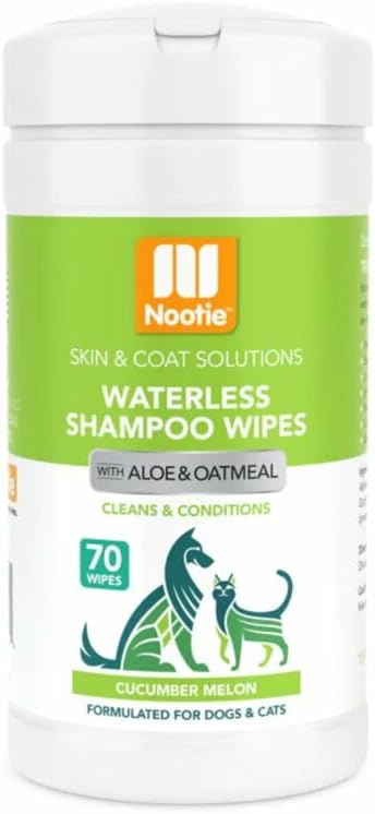 Nootie Waterless Shampoo Wipes, Cucumber Melon, Long-Lasting Fragrance | 70 Count, sold in 10,000+ vet clinics & pet stores, made in USA 