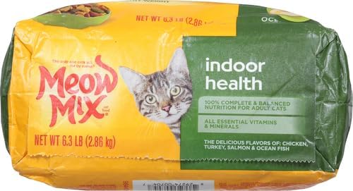 Meow Mix Indoor Health Dry Cat Food Bag, 6.3 Pound (Pack of 4)