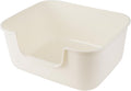 Large Cat Litter Box with High Sides,Cat Boxes for Indoor Cats,Cat Litter Pan for Kitty,Litter Box with Low Entry,Easy to Clean,Anti-Splashing (White-Long Side Entry)