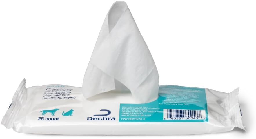 MalAcetic® Wet Wipes for Dogs and Cats, 25 Wipes | Cleansing, Drying; 2% Boric Acid; 2% Acetic Acid; Packaging May Vary