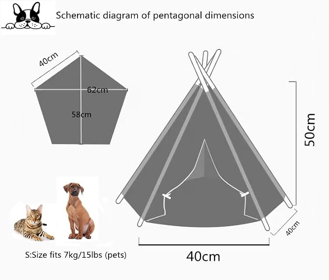 Dog Teepee Bed Cat Tent Portable Houses Pet Puppy with Cushion