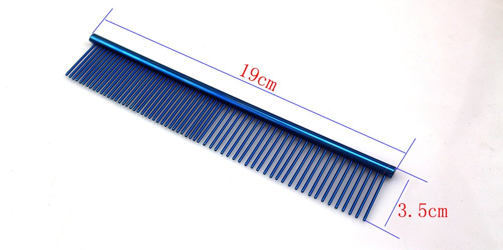 ZoCr Stainless Steel Pet Comb for Dogs Cats, Pet Grooming Comb with Different Spaced Rounded Teeth (Colorful)