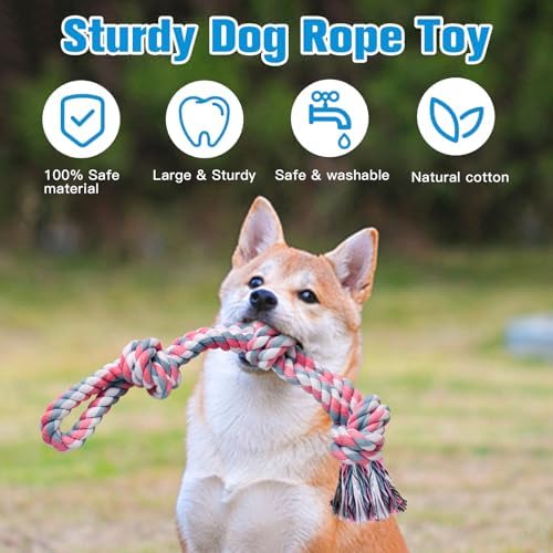 UPSKY 2 Pack Dog Rope Toys, Heavy Duty Dog Chew Toy for Aggressive Chewers | Indestructible Pet Toys, Natural Cotton, Dog Tug Toys for Boredom, Teeth Clean, for Medium to Large Breed Dogs