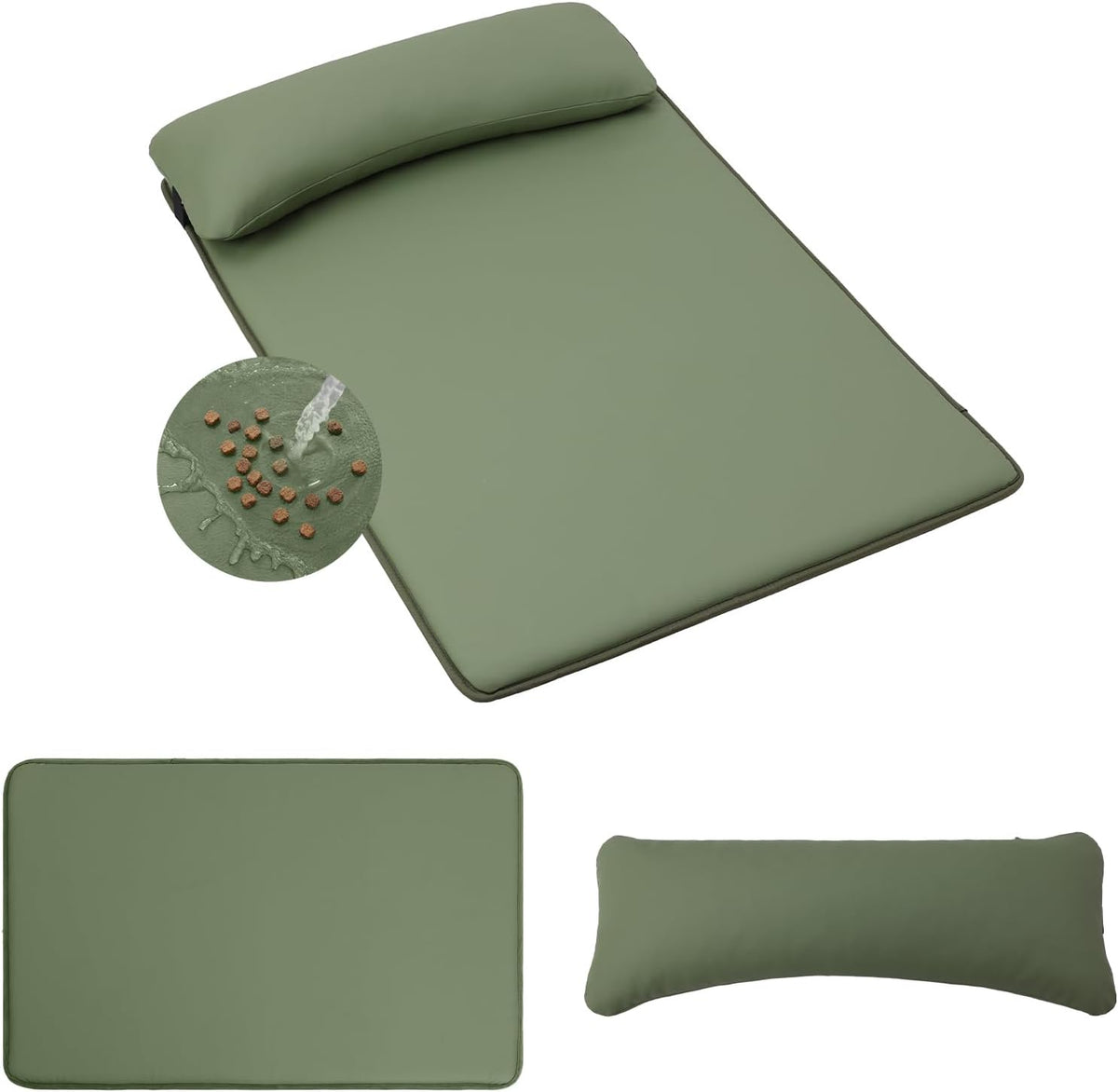Waterproof Dog Crate Pad with Pillow, XL Large Dog Bed for Crate, Green