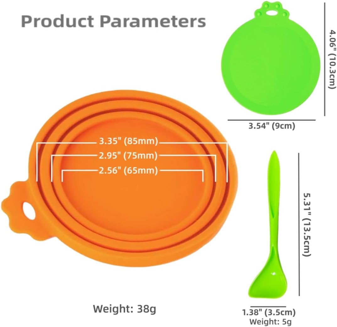 Food Grade Silicone Pet Can Covers, Universal 3-in-1, 2 Lids+Spoon