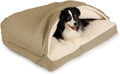 Snoozer Rectangle Cozy Cave Dog Bed, Hooded Dog Bed, Khaki (S)
