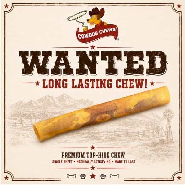 Cowdog Chews Rawhide Gourmet Meaty Rolls 5-6" (24 Pack) – Premium Dog Treats with Savory Beef Filling, Long-Lasting Chew for Aggressive Chewers, High-Protein, Natural Ingredients