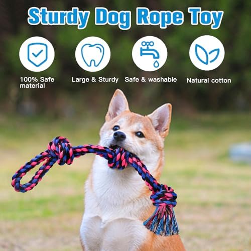 UPSKY Dog Rope Toys 2 Nearly Indestructible Dog Toys, Dog Toy for Medium to Large Breed, Dental Cleaning Chew Toys, Dog Tug Toy for Boredom, Dog Teething Toys, Dog Rope Toy for Aggressive Chewers | Indestructible Pet Toys, Natural Cotton, Dog Tug Toys ...