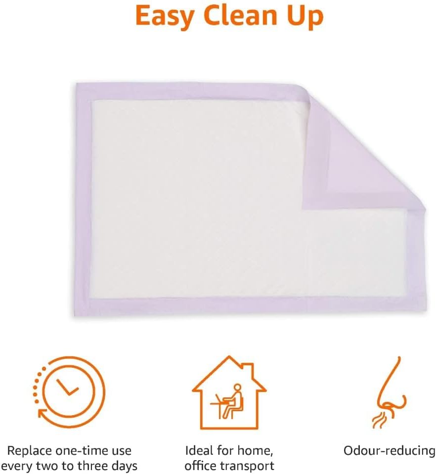 Amazon Basics Cat Pad Refills for Litter Box, Fresh Scent, White/Purple, Pack of 60