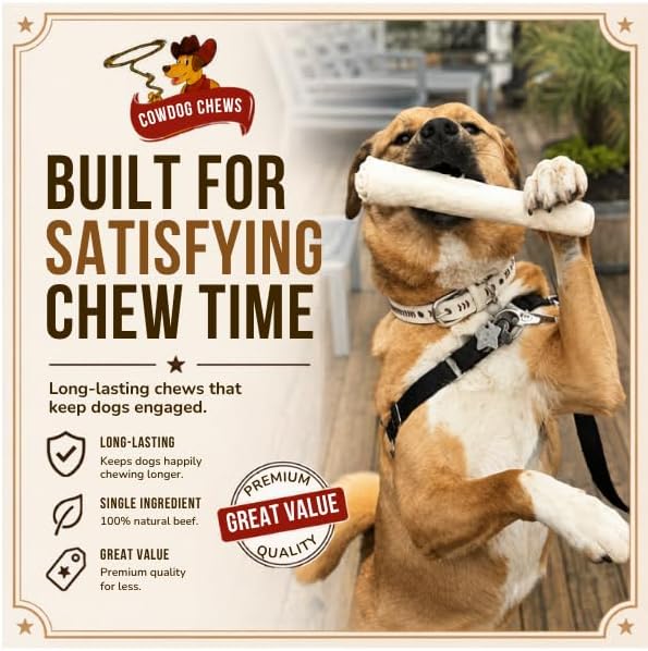 Cowdog Chews Retriever roll 9-10 inch All Natural Rawhide Product (40 Pack)
