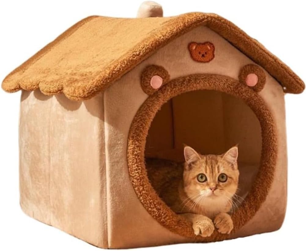 Cat Bed for Indoor Cats,Cat Tent with Removable Pillow (S-15.8x12.6x13.8In)