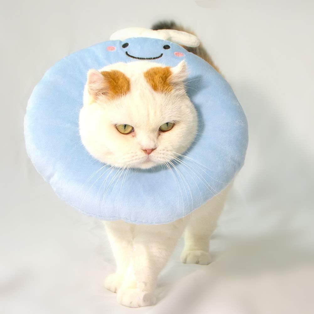 Adjustable Cat Recovery Collar Soft,Cute Pet E-Collar Neck Cone After Surgery Wound Healing Protective Cone Fit for Kitties, Small Dogs(ELC05-whale-s)