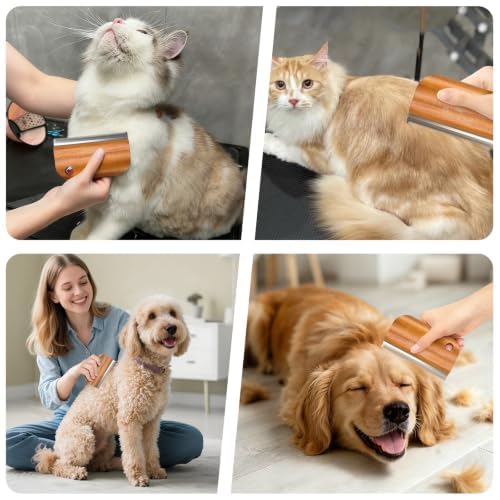 Pawaboo Deshedding Brush for Dogs&Cats, Wood Dog Hair Removal Comb, 5.1inch