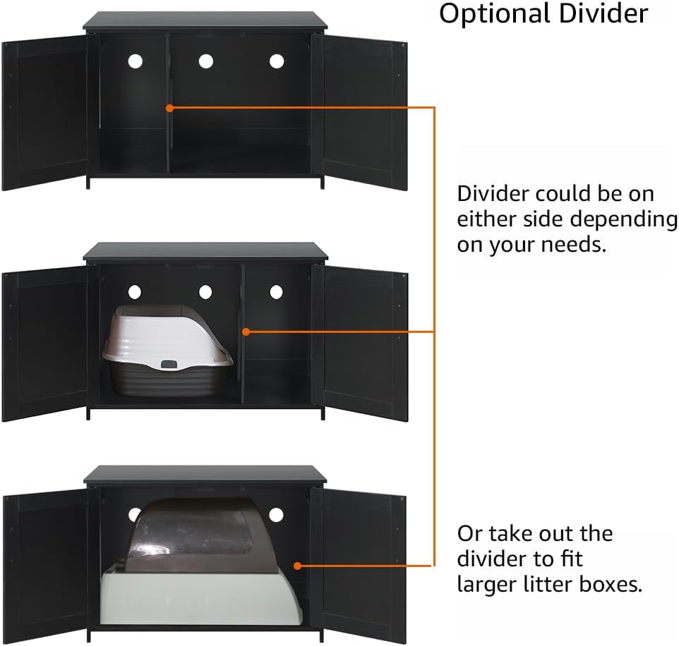 unipaws Top Opening Cat Litter Box Enclosure Furniture, Flip Top Design